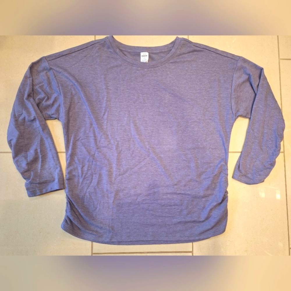 RBX women's heathered purple crewneck sweatshirt with ruching detail size large